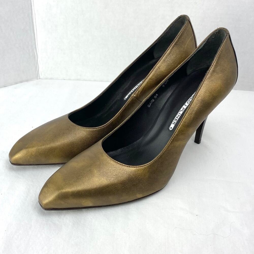 Donald J Pliner Sari Heels Copper Metallic Sz 9.5 Made in Italy
